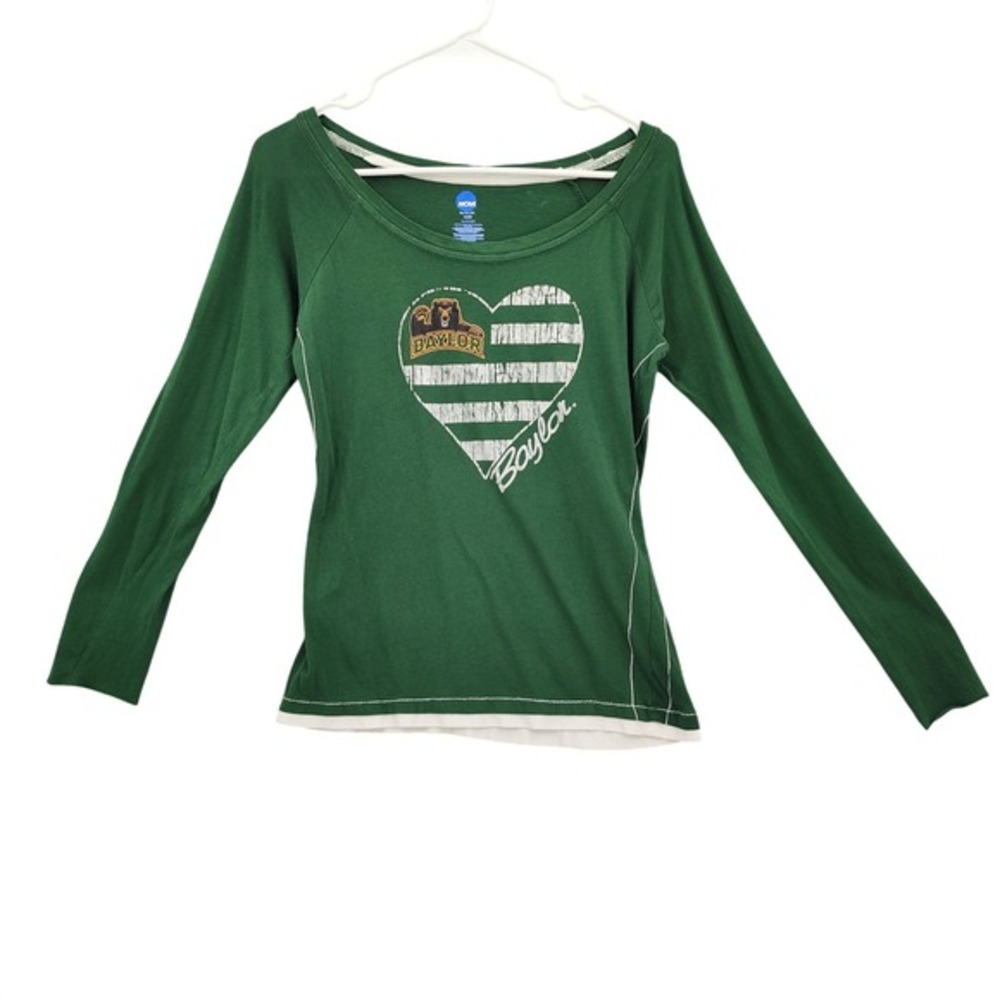 Baylor University TX Womens Bears NCAA Collegiate Y2K Top S Green Heart College